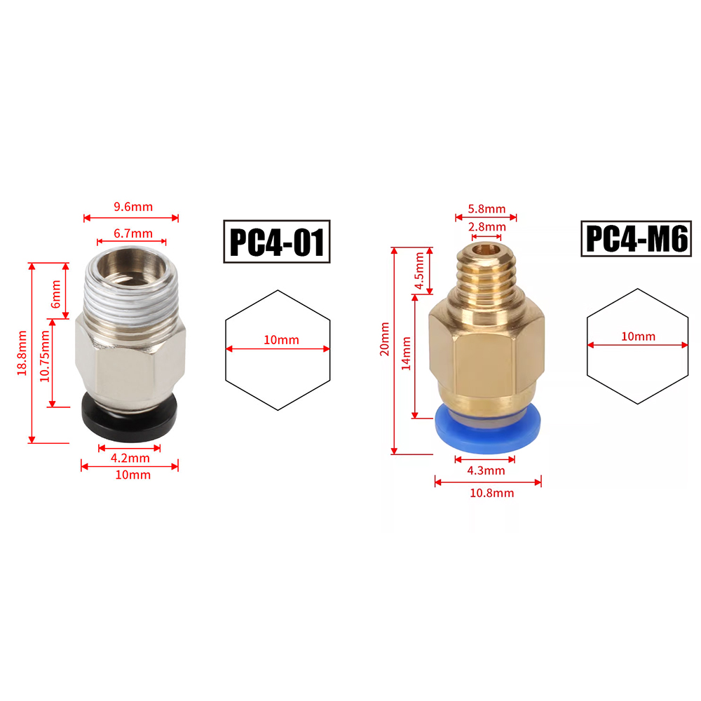 Filament 1.75 - 10 Buah/Lot Konektor Pneumatik PC4-M10 untuk