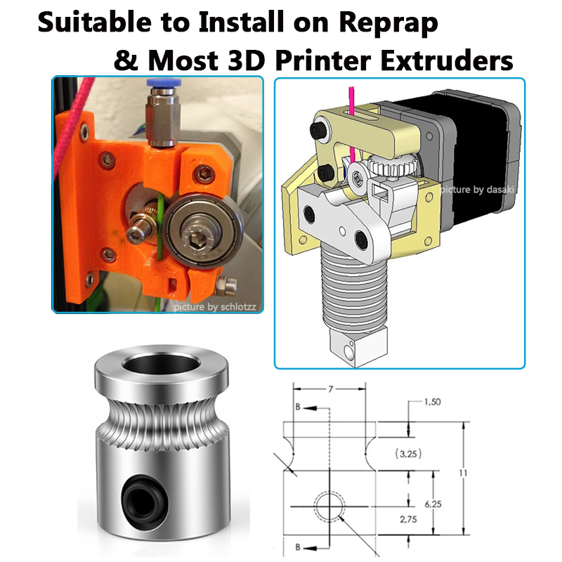 1 Buah MK8 Drive Gear untuk 1. - Direct Drive Extruder ulasan dan harga